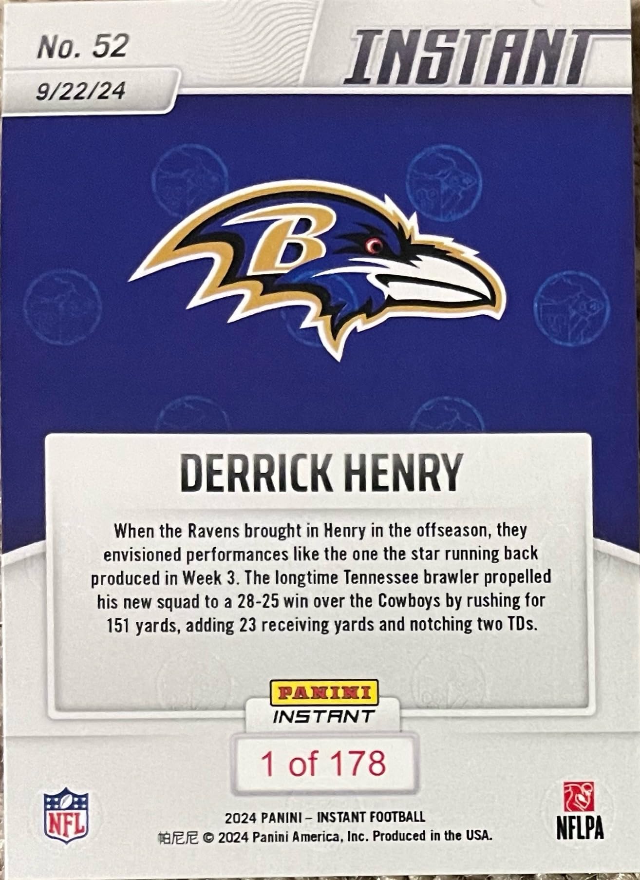 Amazon.com: 2024 Panini Instant Derrick Henry #52-Henry Tramples