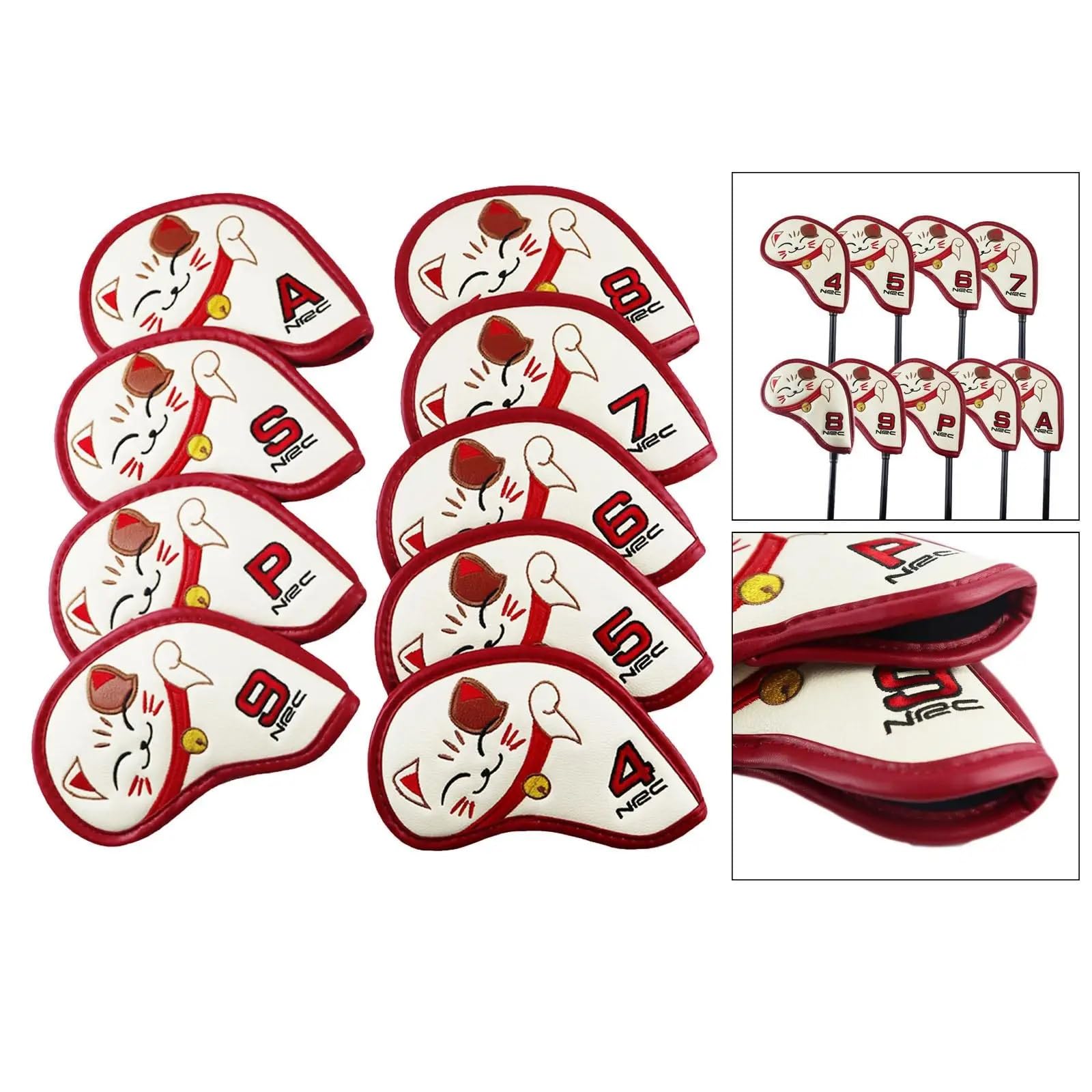 Fundas Palos De Golf Juego de Funda de Cabeza de Hierro for Golf de Gato, Cubierta for Cabeza de Hierro, Cubierta for Palos de Golf, 9 Uds. Funda Driver Golf