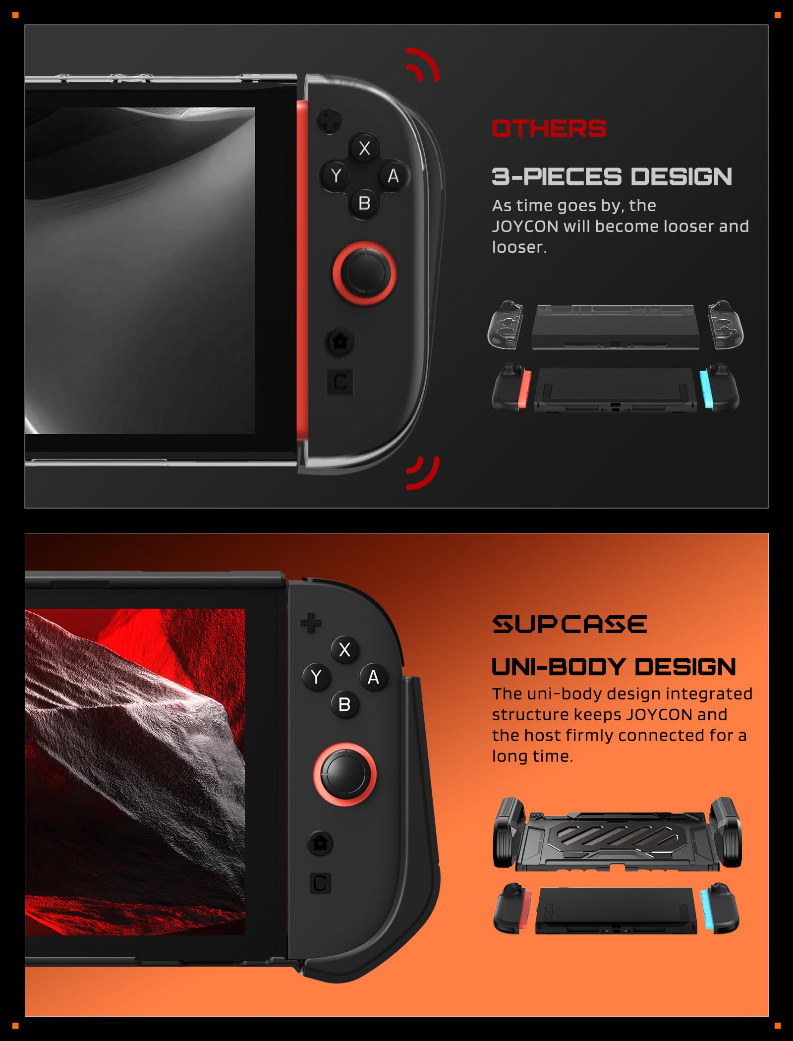 SUPCASE Coque avec Support pour Nintendo Switch 2 (2025), [Support Pliable] [Protection Qualité Militaire] [Joycons à Retrait Rapide] Accessoires Dockable Coque Compatibles avec Switch 2, Noir
