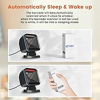 Vista 4 de OBZ Escáner de código de barras de escritorio 1D 2D, escáner de código de barras omnidireccional con cable USB, escáner de código de barras Azul