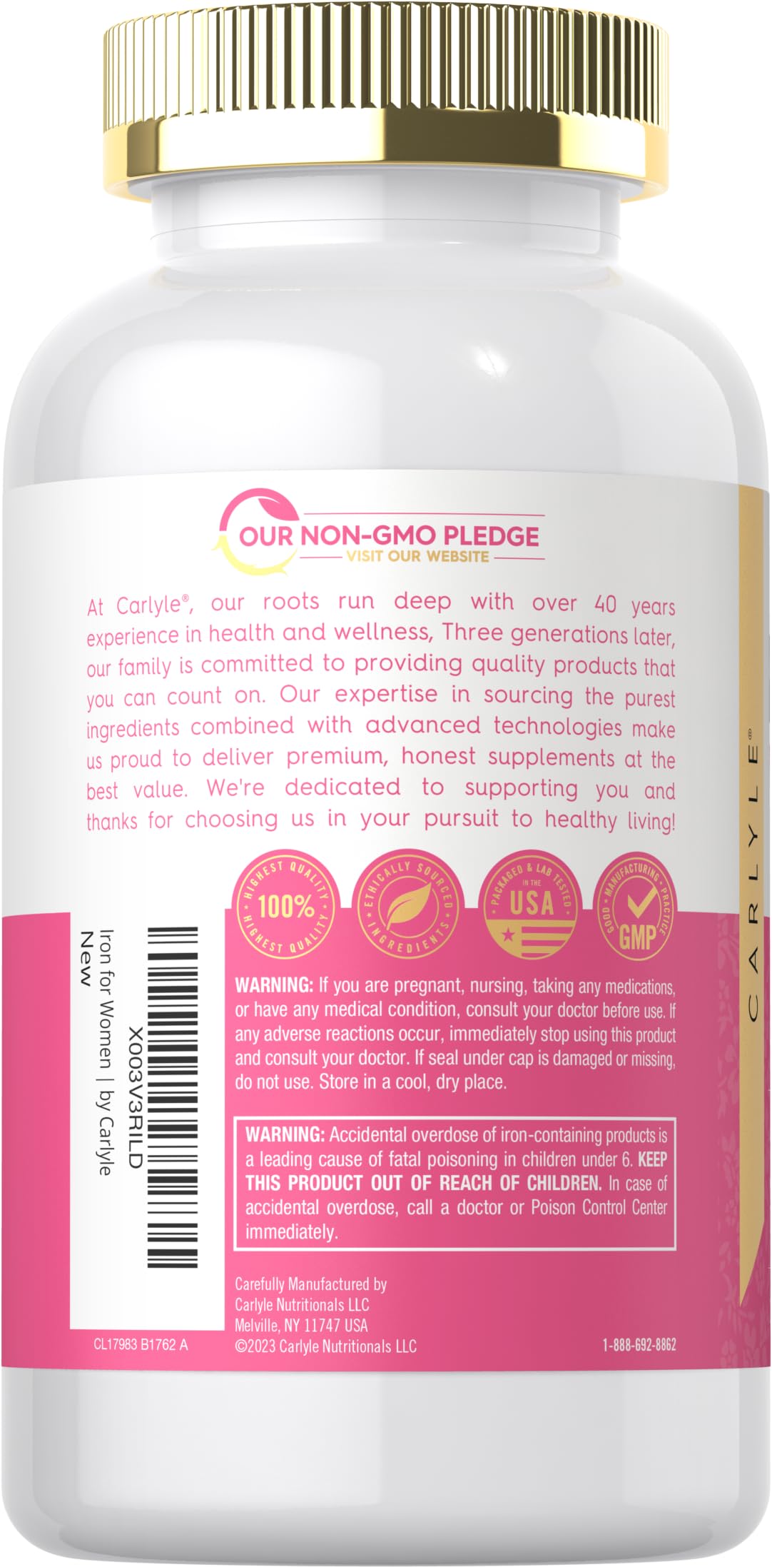 Carlyle Iron Supplement for Women 65mg | 300 Coated Tablets — Amazon image 3