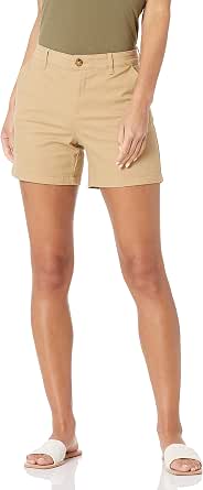 Amazon Essentials Women's Mid-Rise Slim-Fit 5 Inch Inseam Khaki Shorts