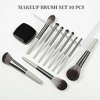 Vista 8 de DUcare Juego de brochas de maquillaje profesional, 10 piezas, sintéticos, colorete de base, contorno de cara, cepillo en polvo, sombra de ojos