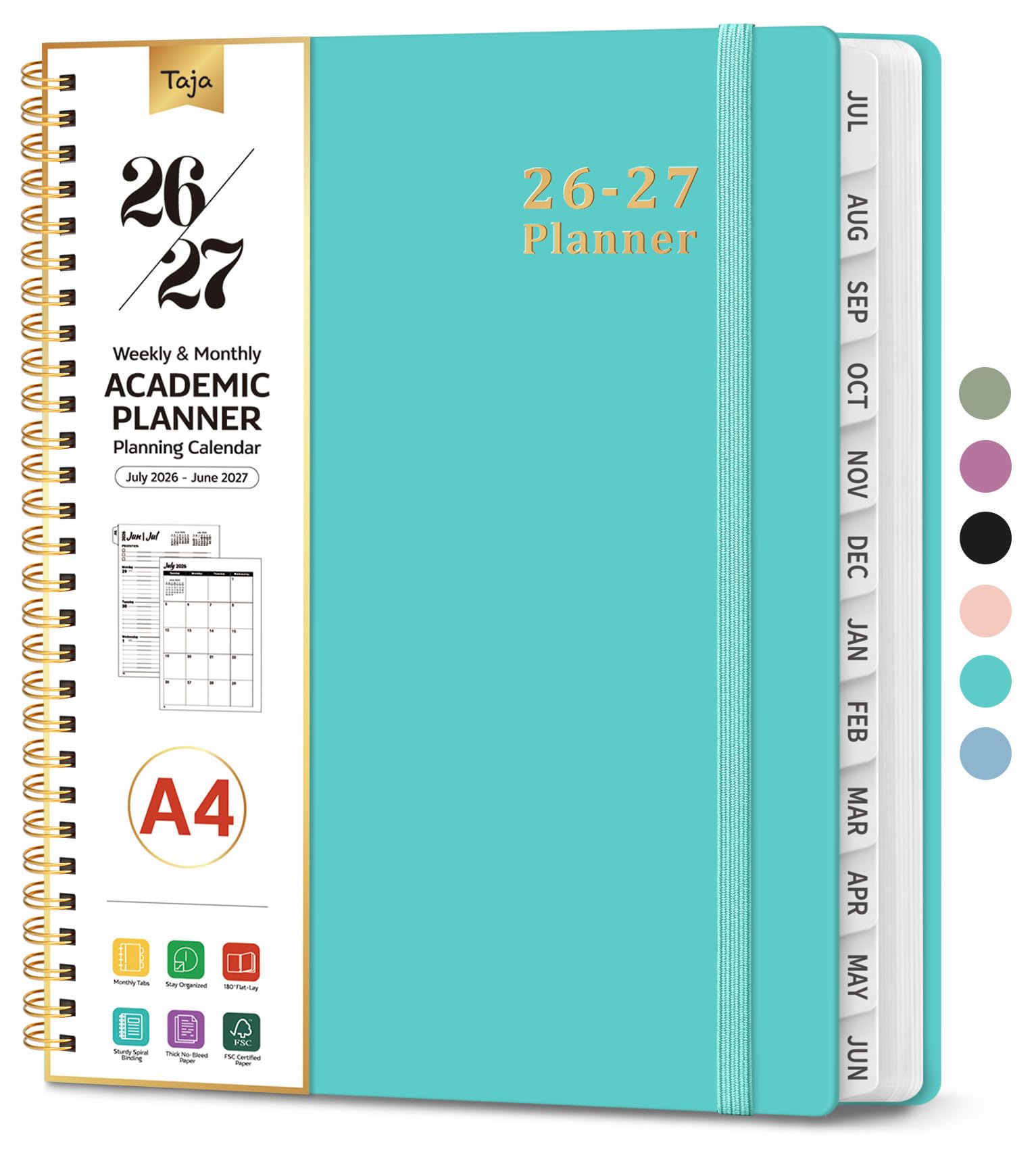 Planner 2026-2027, Weekly and Monthly Calendar Academic Planner for Women, July 2026 - June 2027, Spiral Bound School Planning Tool, Perfect for Teacher, Student, Women & Men, A4 (8.5" x 11