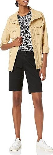 Miniatura 4 de Tienda Essentials Bermudas caqui de tiro medio y entrepierna de 10 pulgadas para mujer