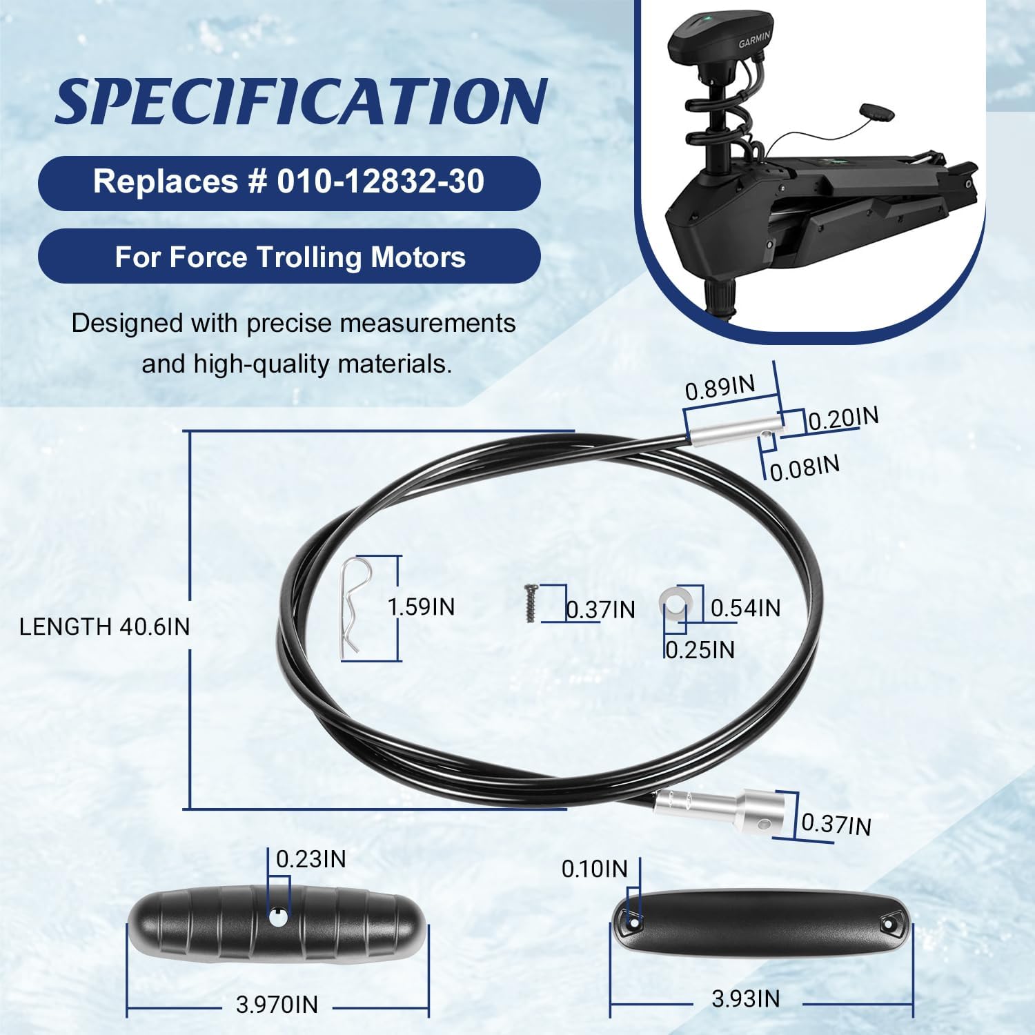 010-12832-30 Pull Handle & Cable Replacement for Garmin Force Trolling Motor Bow Mount – Steering Release Handle Assembly