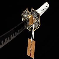 Vista 6 de Yamato - Espada Katana de acero al carbono 1095 de 41 pulgadas, espada samurái de espiga completa, juego de armas, colección de accesorios de regalo