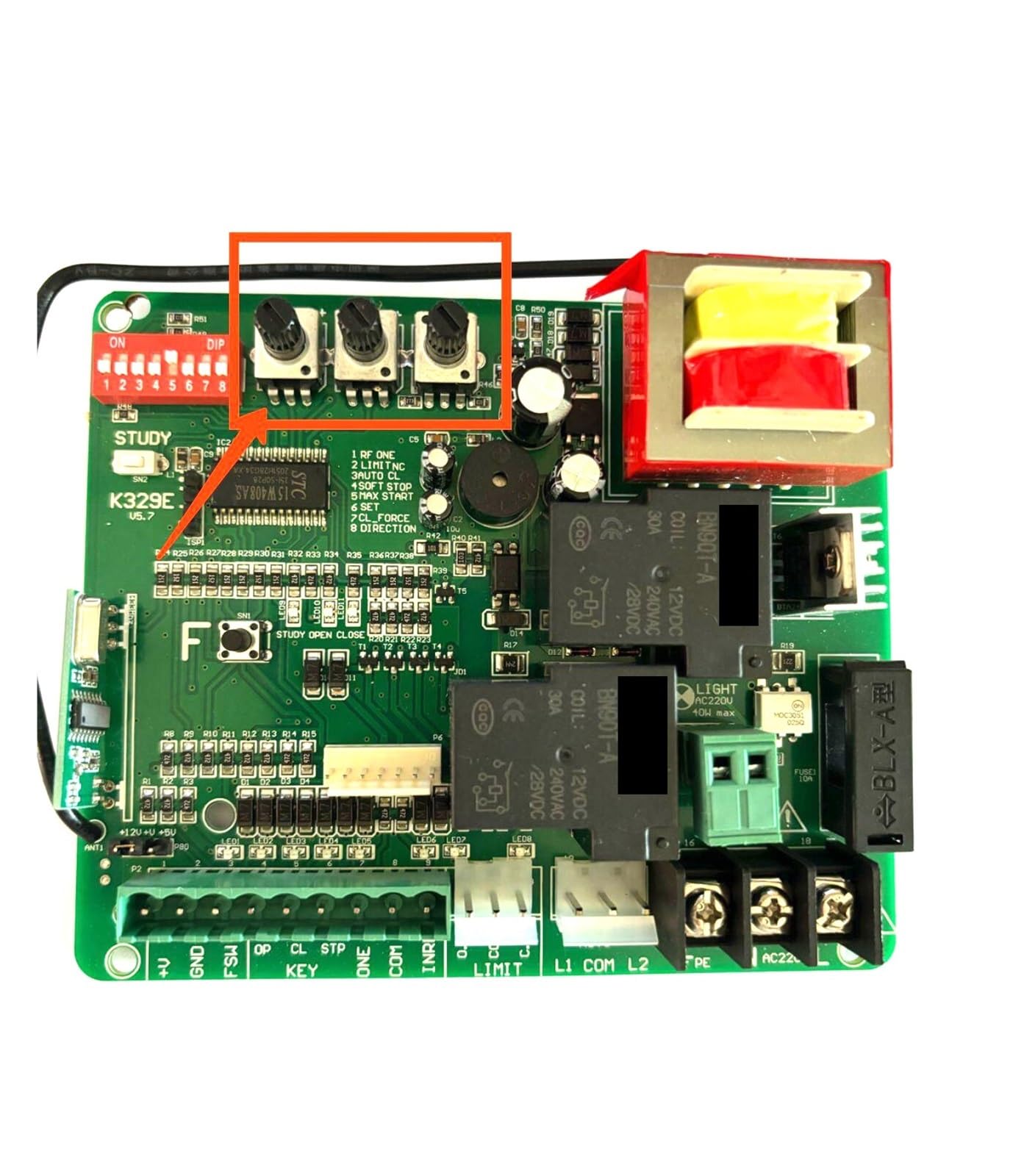 Miękki start tylko dla magnetycznego wyłącznika krańcowego NIE Płyta sterująca silnikiem bramy przesuwnej Kontroler karty elektronicznej Pcb Silna wrażliwość(Only board no remote)