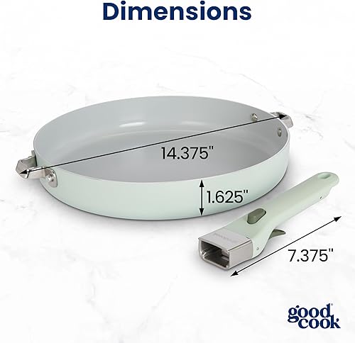Miniatura 5 de GoodCook Sartén de cerámica, fabricada sin PFAS, PTFE, PFOA, plomo y cadmio, compatible con inducción, antiadherente y apta para horno con mango