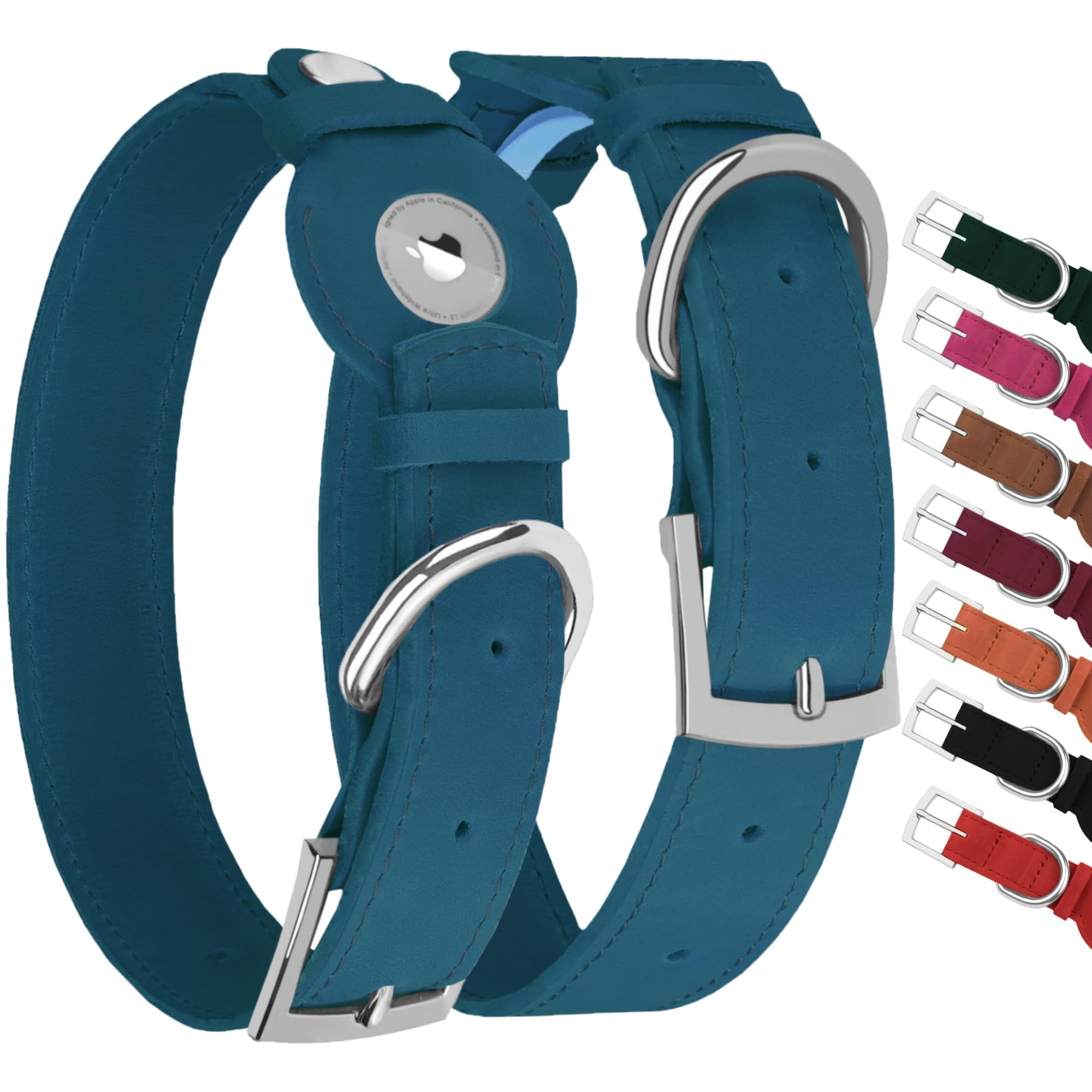 Collier GPS de suivi souple pour chien en cuir bleu fumé S
