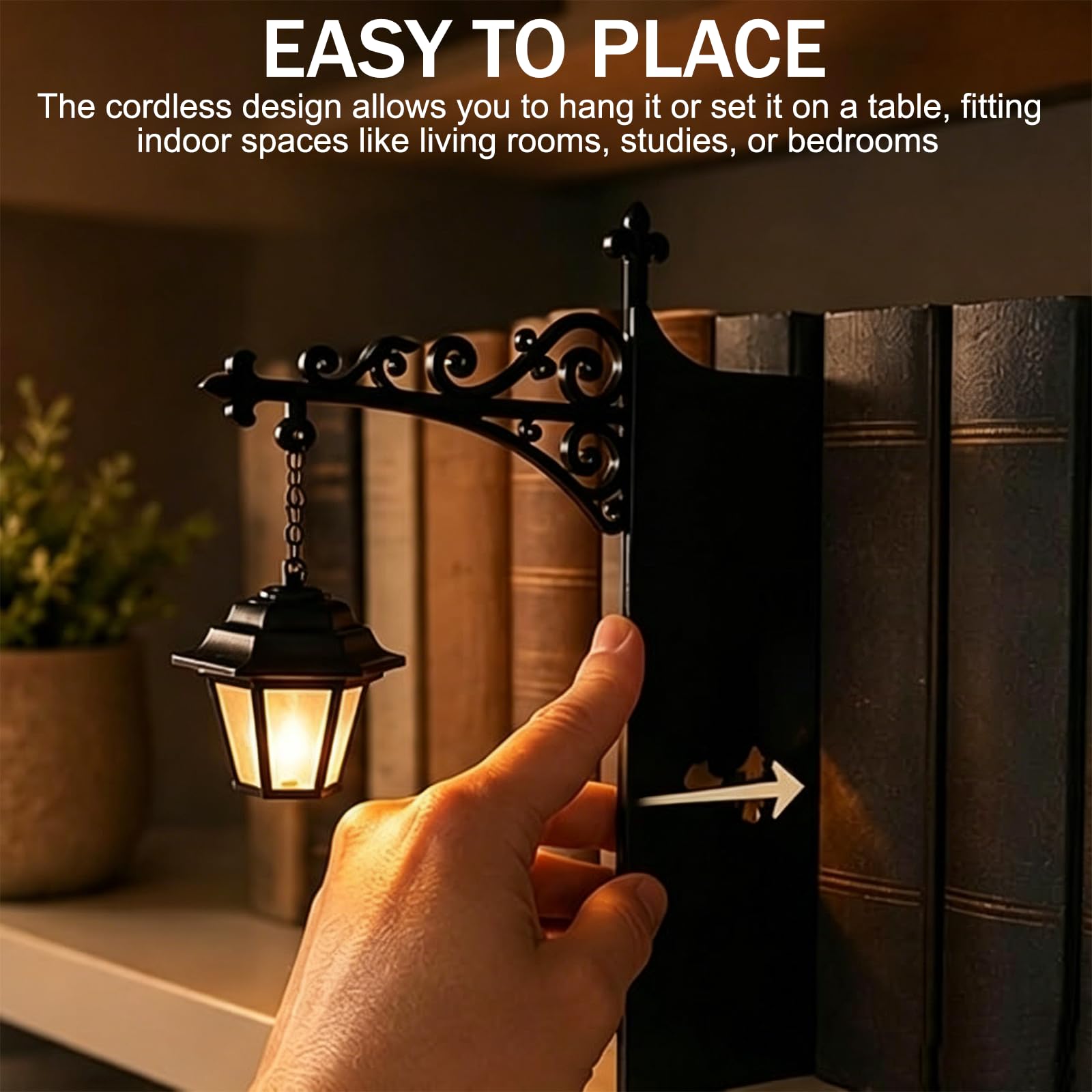 Bücherregal Lampe Vintage Library Lantern, Bookshelf Lamp im Retro Laternen, Dekorative Bücherregallampe für Bücherregal Beleuchtung, Leseecke, Home Office, Geschenk für Buchliebhaber，3 Stück
