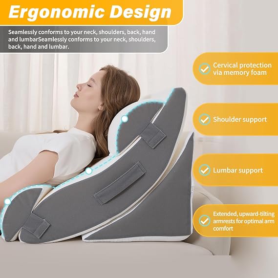 Wedge Pillow Set for After Surgery 5PCS Orthopedic Bed Wedge Pillow Set for Sleeping, Body, Back and Leg Pain Relief
