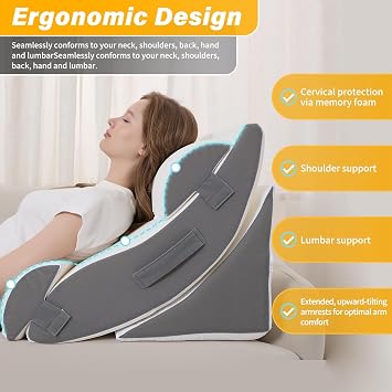 Wedge Pillow Set for After Surgery 5PCS Orthopedic Bed Wedge Pillow Set for Sleeping, Body, Back and Leg Pain Relief