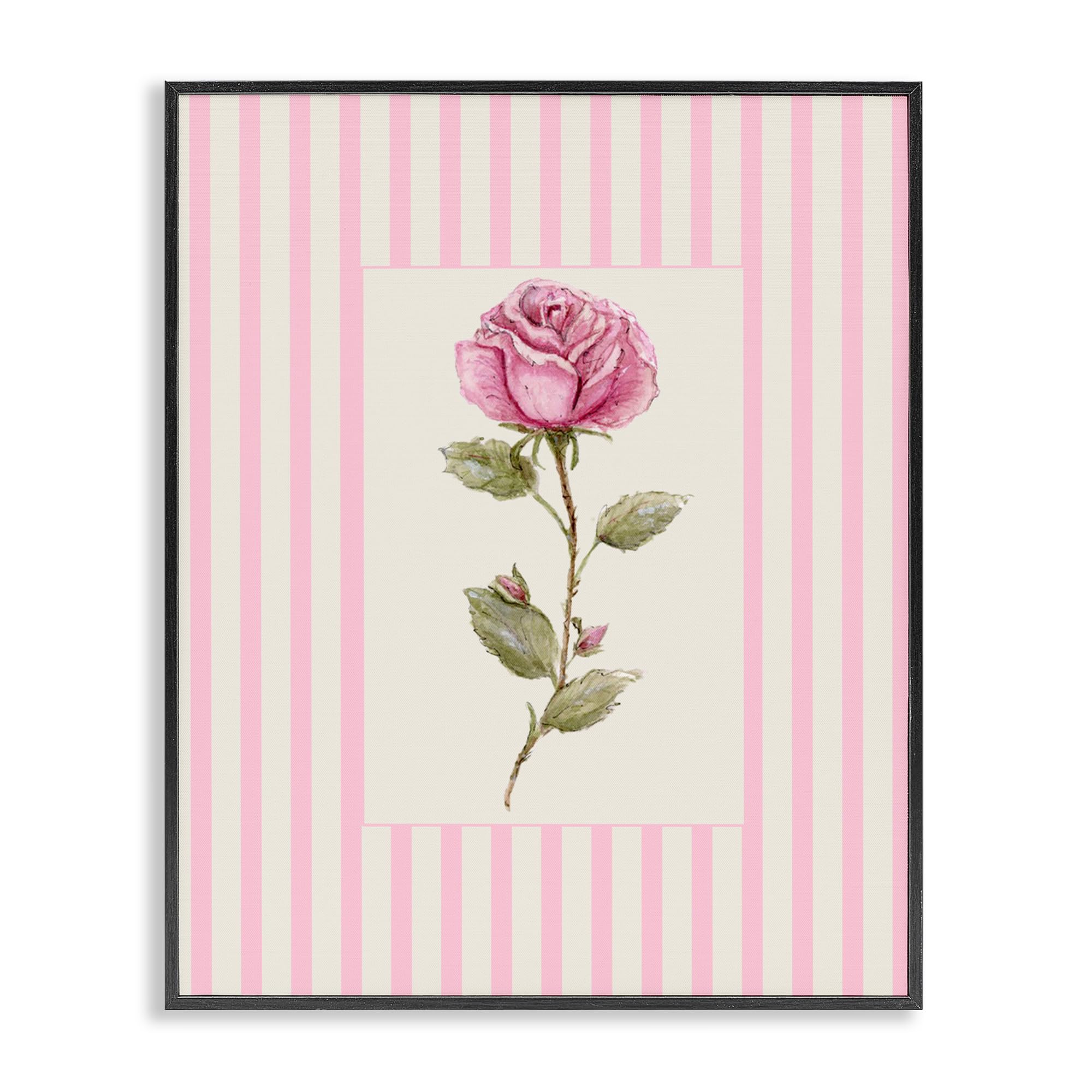'Pink Stripe Rose'| Framed Giclee Art