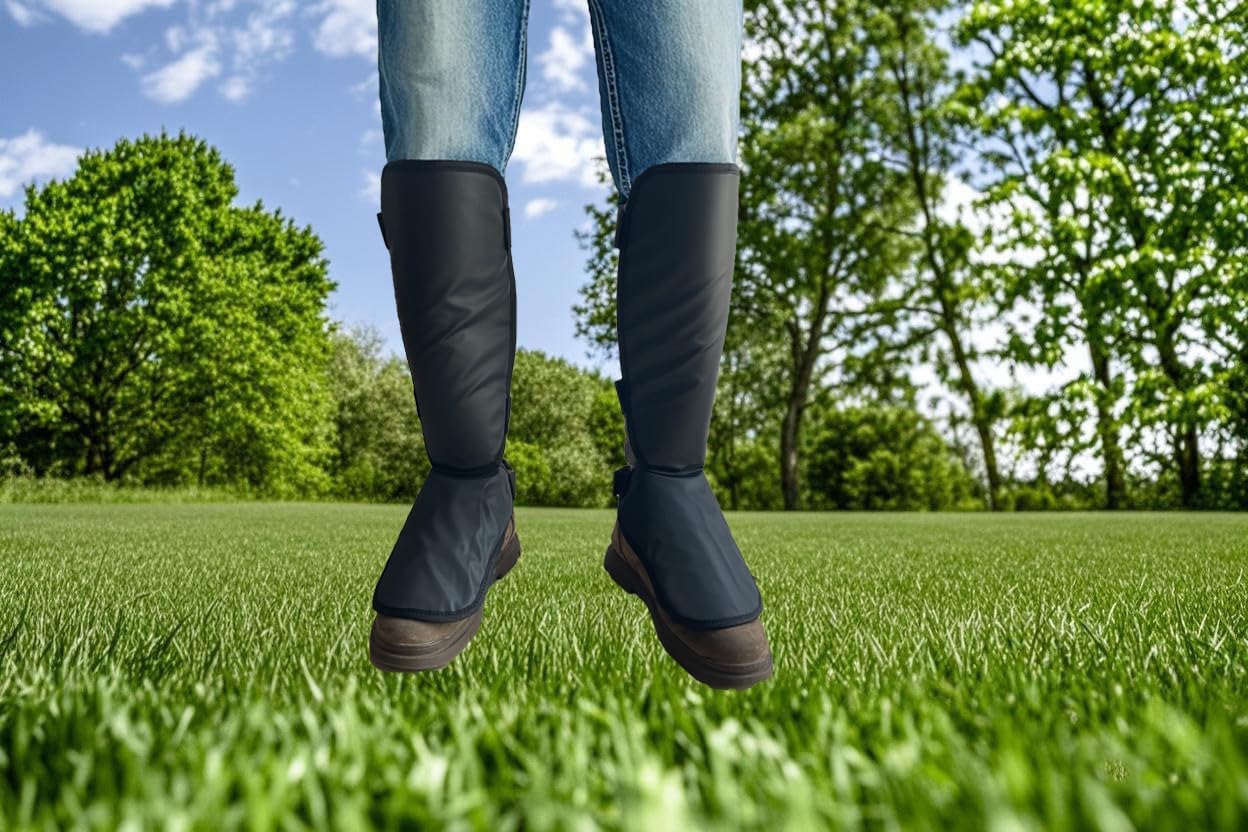 Protective Shin Guard Brush Gaiter Lite Version with a Layer of Sponge Cushion for Trimming Weed Eating Mowing Cutting Waterproof