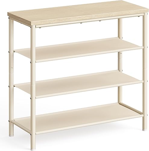 VASAGLE Zapatero, organizador de almacenamiento de zapatos de 4 niveles para entrada y armario, capacidad para 9-12 pares de zapatos, 3 estantes de