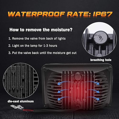 Miniatura 5 de AUDEXEN Faros delanteros LED de 4 x 6 pulgadas de 60 W aprobado por DOT compatibles con Kenworth T800 T600 Peterbilt 379 Feightliner H4656 H4666