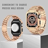 Vista 29 de MioHHR Correa de reloj de acero inoxidable con funda compatible con Apple Watch Ultra 3 2 1 (1.732 pulgadas), correa resistente con cubierta Negro