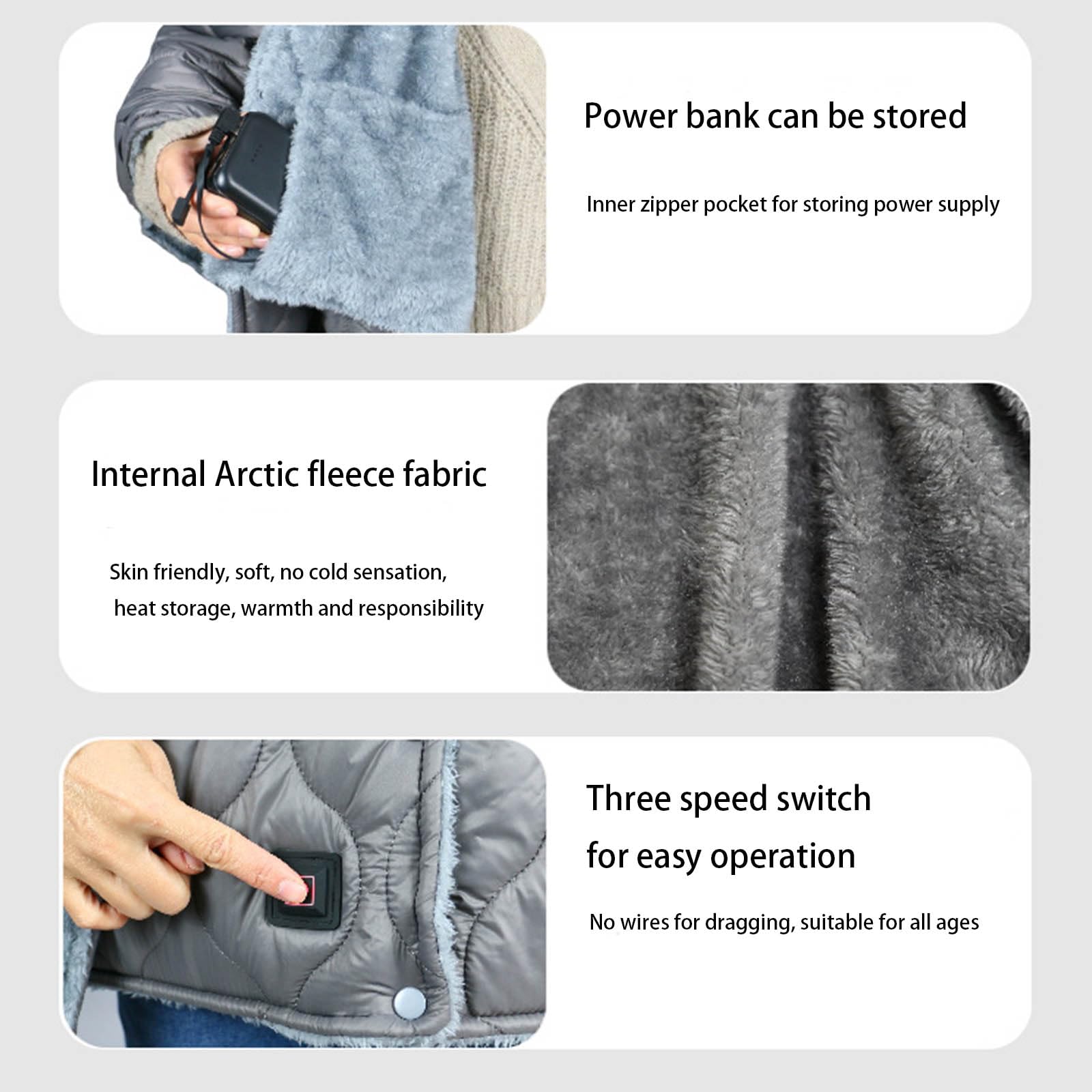 3 Manner Thermoregulation USB Electric Throw 160x70cm Transportable Outdoor Heizmatte Auto Close Funktion Transportables elektrisches Heizkissen für den Außenbereich