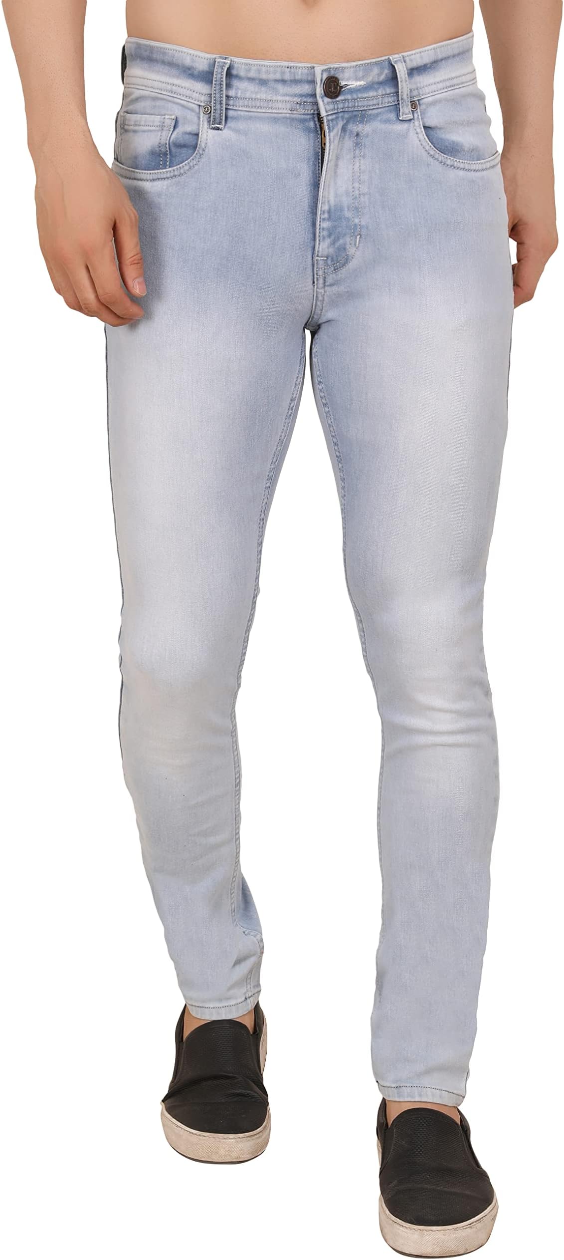 JEANS UNOFFICIALMen's Regular Fit Blue Denim Jeans