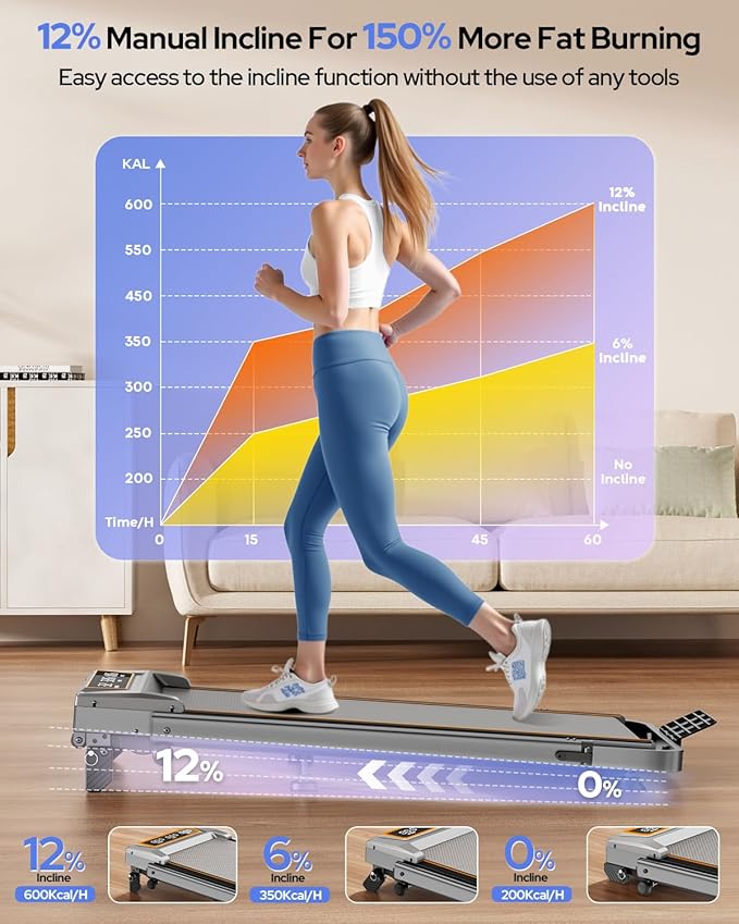 Caminadora Plegable Eléctrica con Inclinación 12% Gris Metál miniatura 3