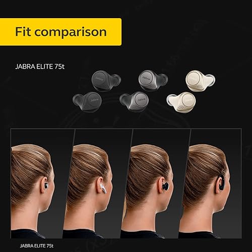 Miniatura 6 de Jabra Elite 75t - Auriculares inalámbricos con funda de carga, color beige dorado, Bluetooth con cancelación activa de ruido con un ajuste cómodo,