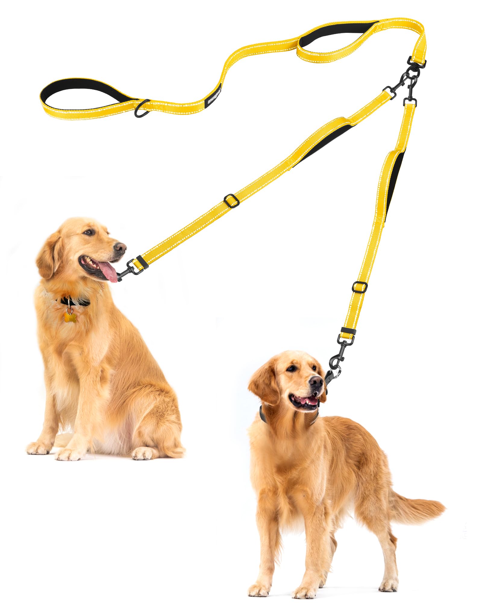 PetBonus Double Dog Leash, No Tangle Dual Leash, Reflective Walking Training Lead