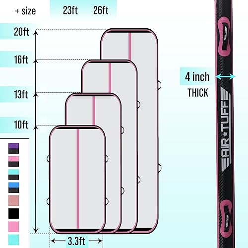 Miniatura 9 de Colchoneta inflable de gimnasia  pista de aire con bomba eléctrica para gimnasio en casa, yoga, animación, equipo de gimnasia, incluye bolsa para