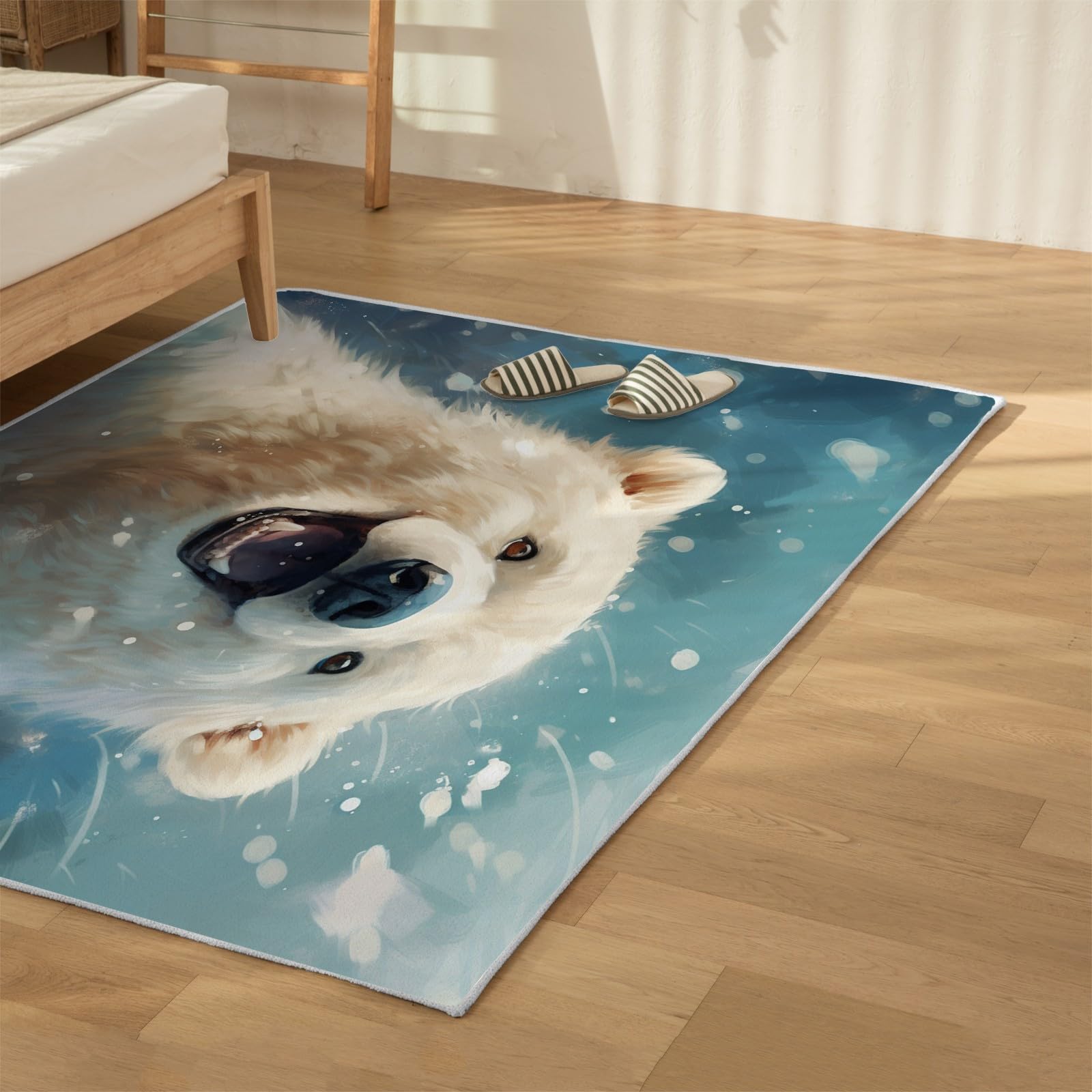 Amazon | カーペット シロクマの絵 ラグマット 3畳 絵画 絨毯 185x240