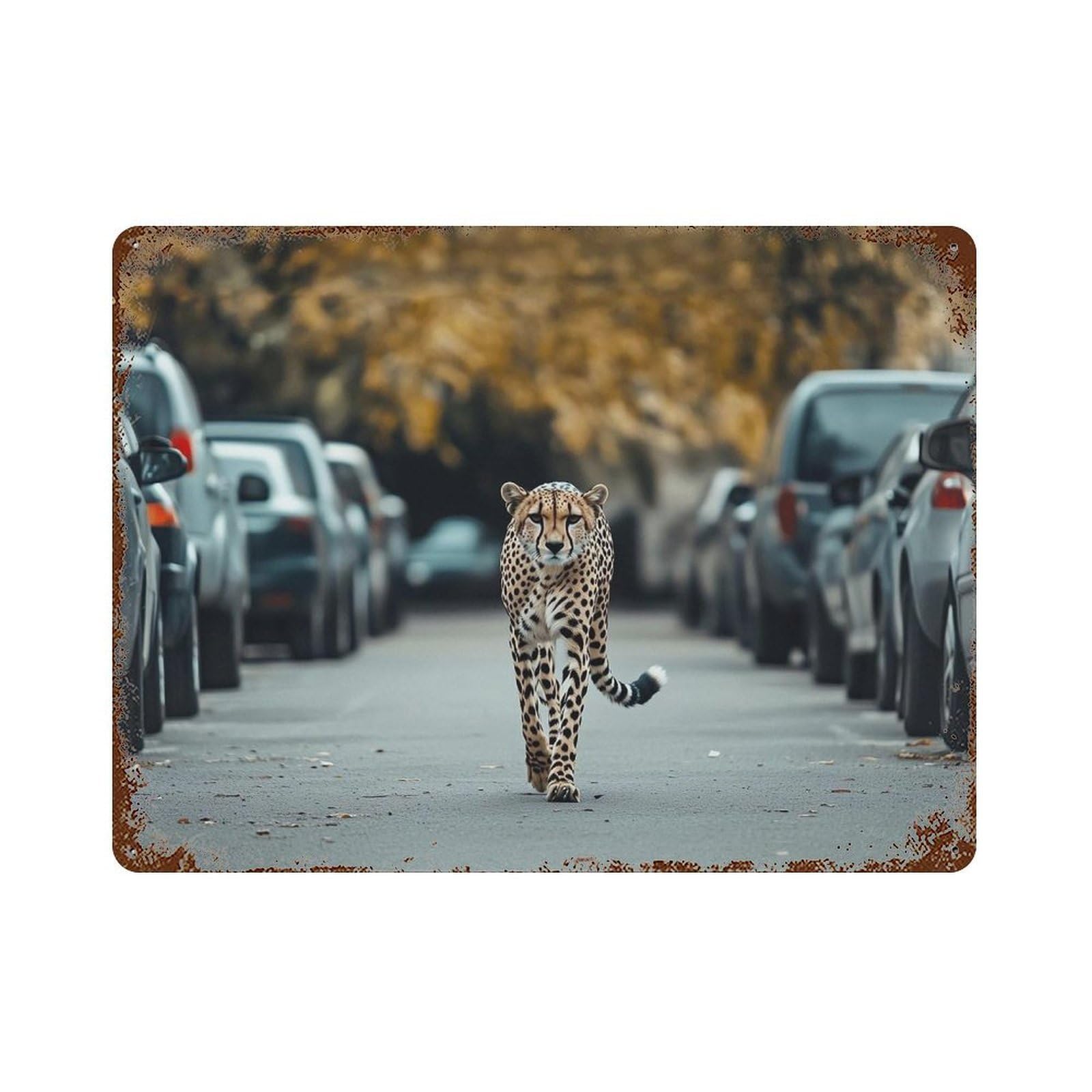 xiaoxiaoshen Cheetah Print, Photography Prints4 Wall Decor Art Metal Tin Poster Modern Home Decor Art Home Bar Shop Decorations Vintage Sign 30x40cm