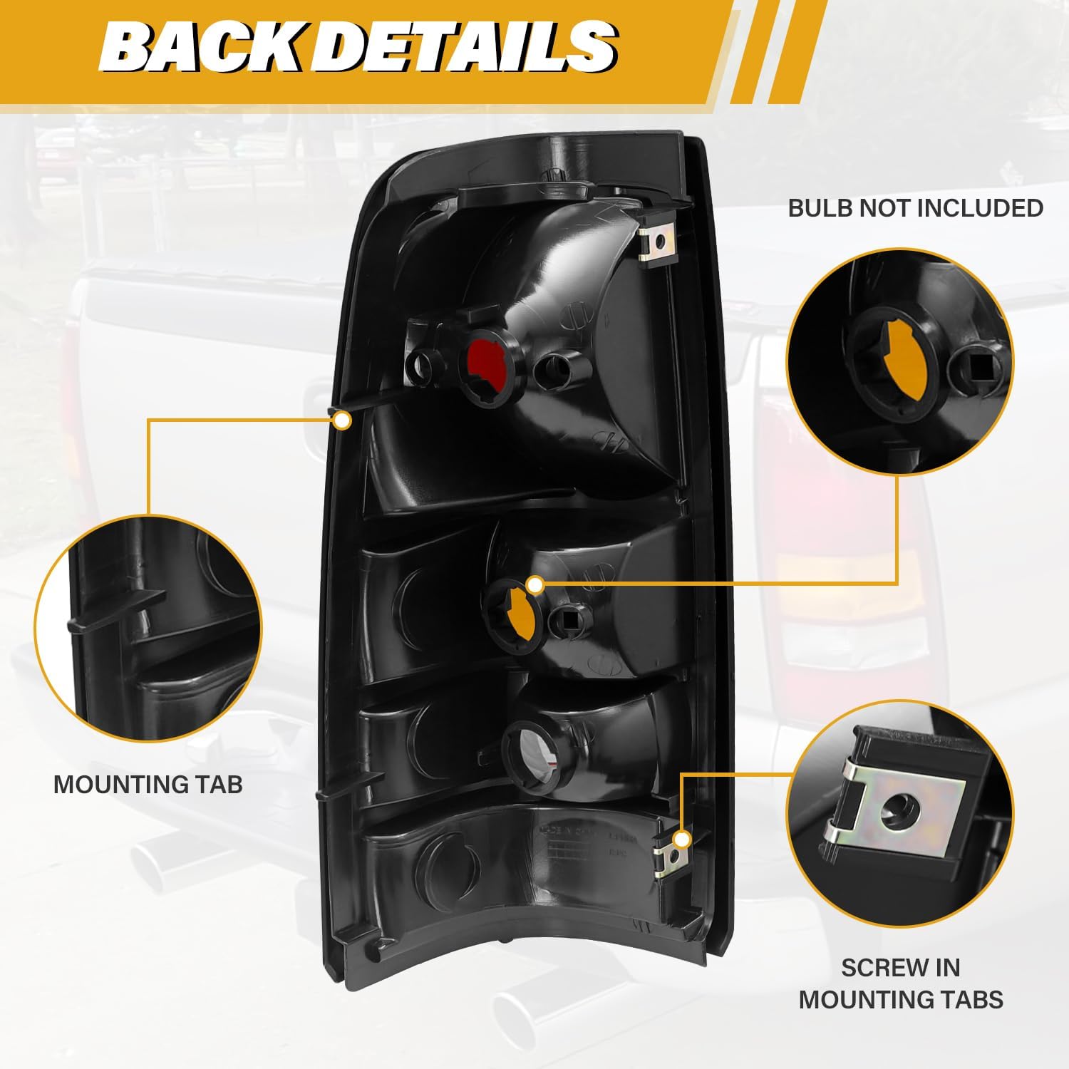 Tail Light Assembly Compatible with Chevy 1999 2000 2001 2002 Silverado | 1999-2006 GMC Sierra, Factory-Style Brake Rear Lamps for 15198453, 15198460, Red+Amber+White Lens, Red Edge