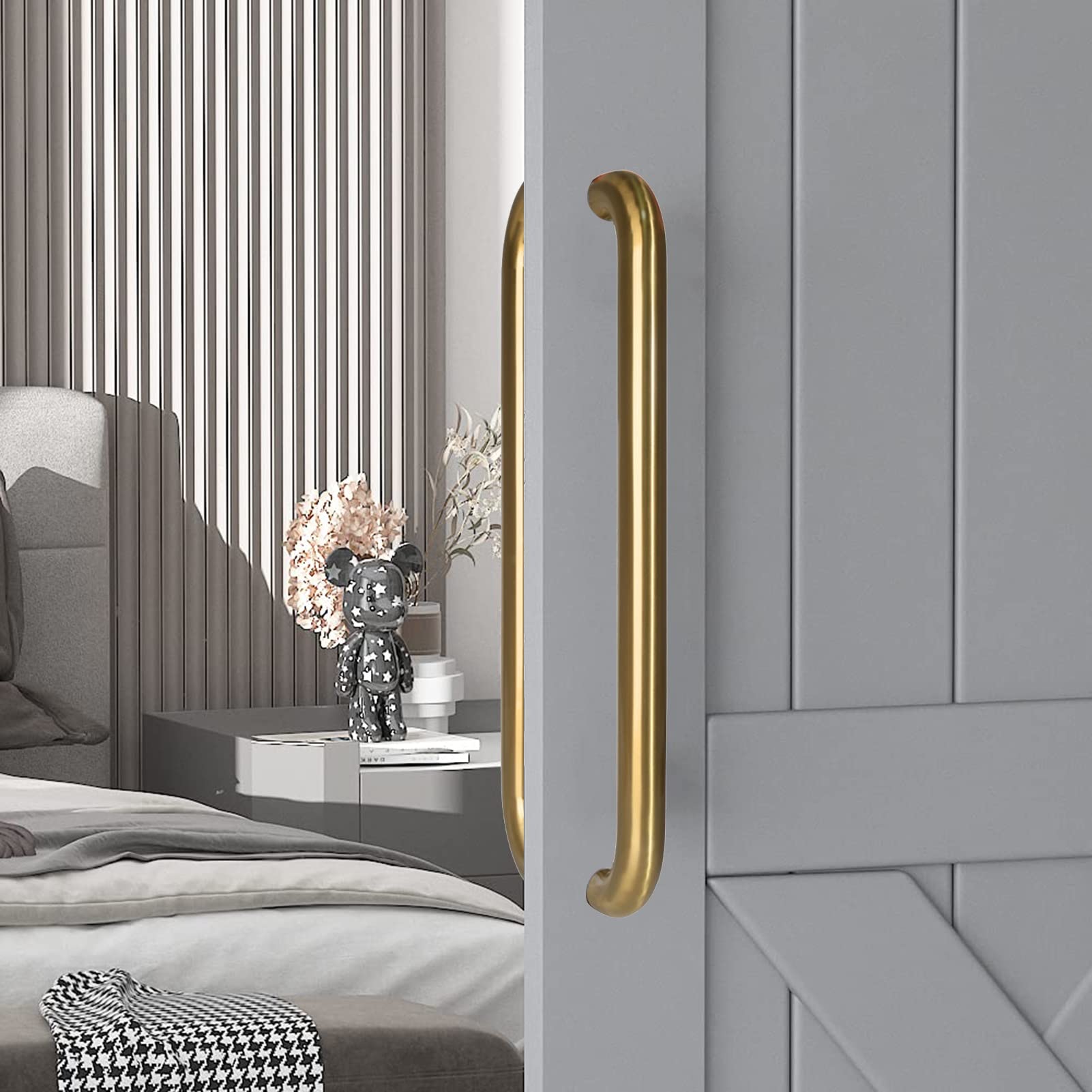 Poignée de porte en acier inoxydable brossé cylindrique style luxe