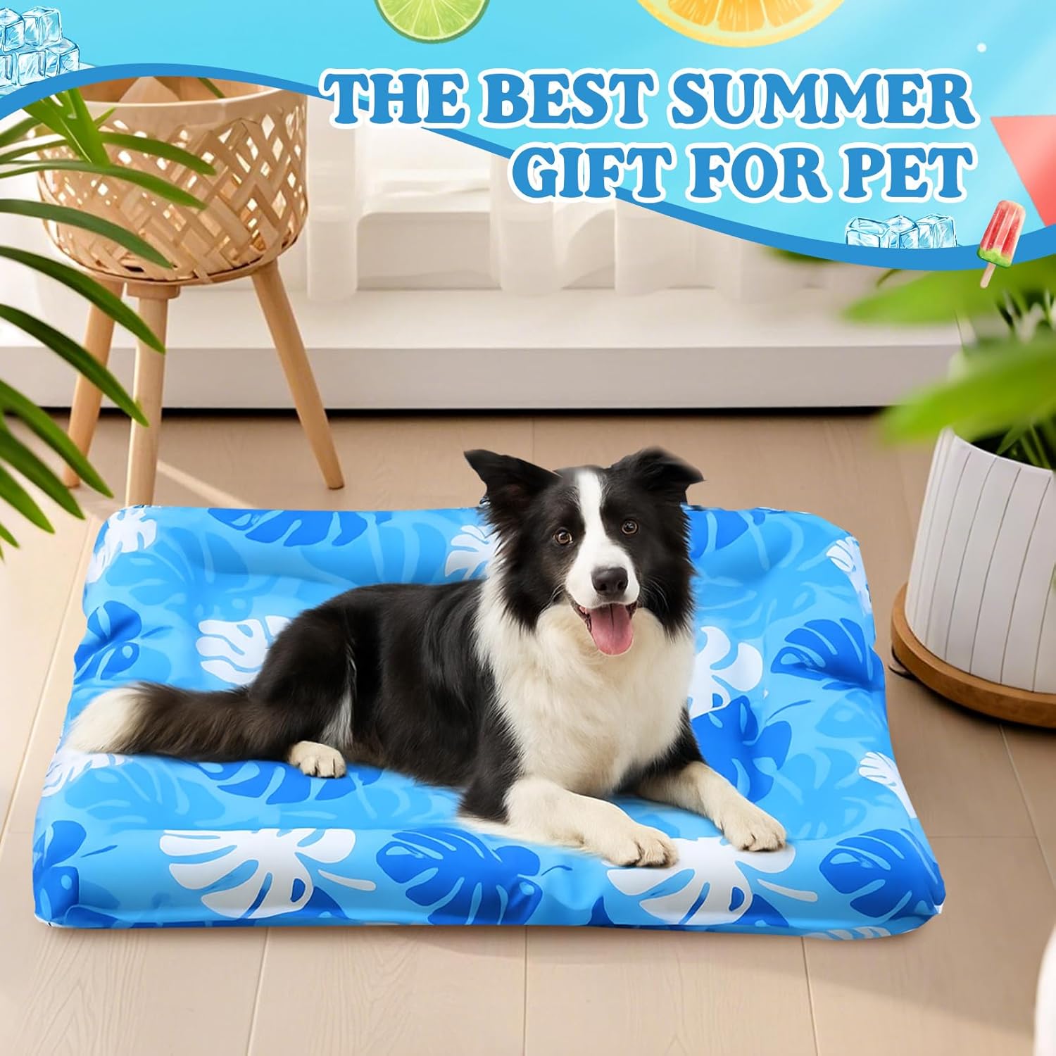 Cooling Mat for Large Cats, 33.9'' x 28.3'' Thickened Rectangular Pad Anti-Grab Internal Cold Gel Without Water Filling, Lightweight, Washable, Playmat for Indoor/Outdoor
