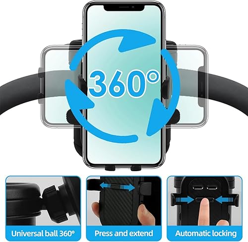 Miniatura 5 de Portavasos universal 4 en 1 para cochecito con soporte de teléfono de 360, soporte ajustable para bebidas y teléfono para cochecitos, sillas de