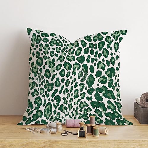 Miniatura 4 de Funda de almohada con estampado de leopardo esmeralda y guepardo, funda de almohada con estampado de animales, funda de cojín chinoiserie, fundas de