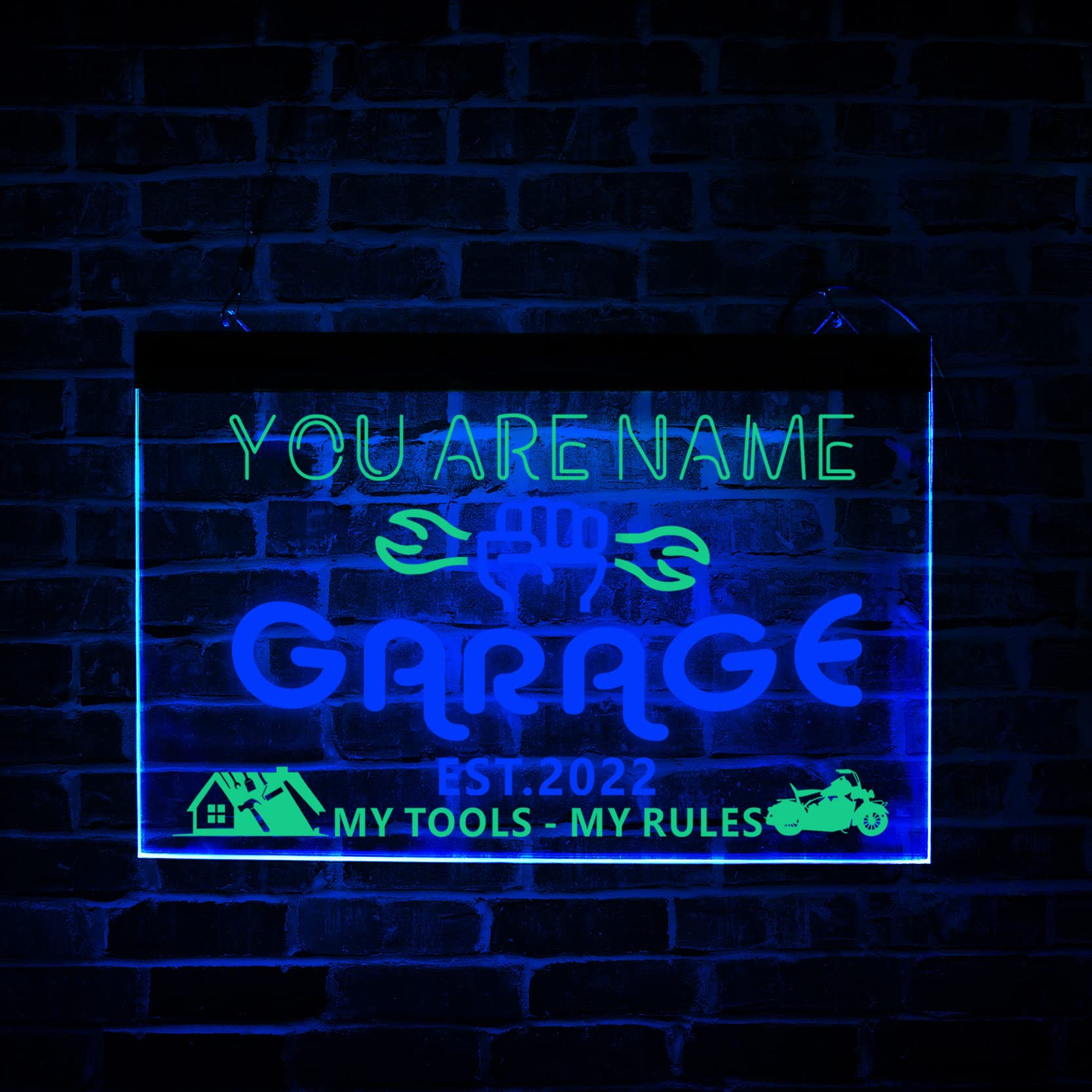 Insegna Al Neon Personalizzata Per Garage – LED Colorati, Legno, Regalo Uomo - 5