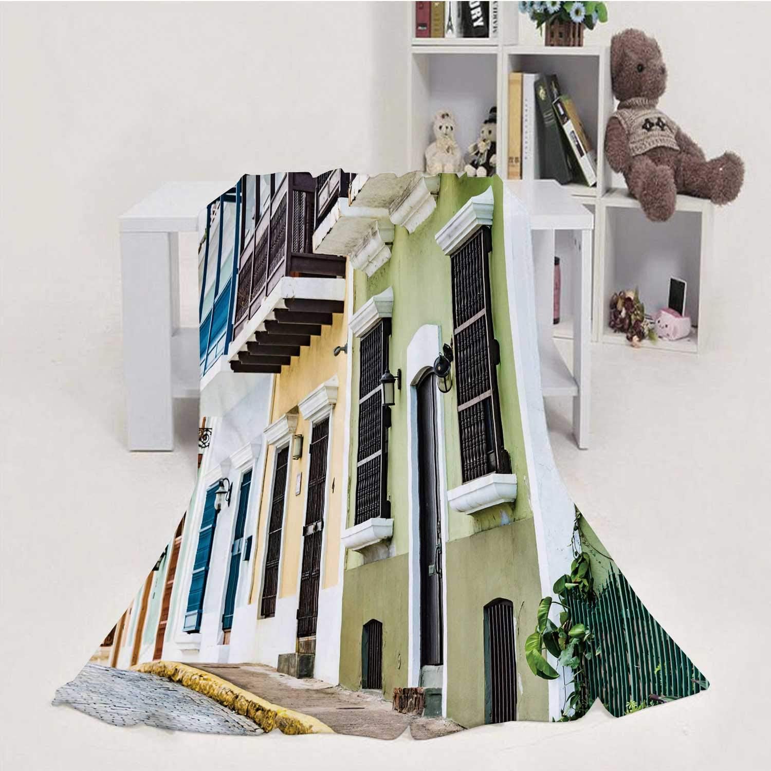 House facades of Old Juan,Blanket Throw Super Soft m
