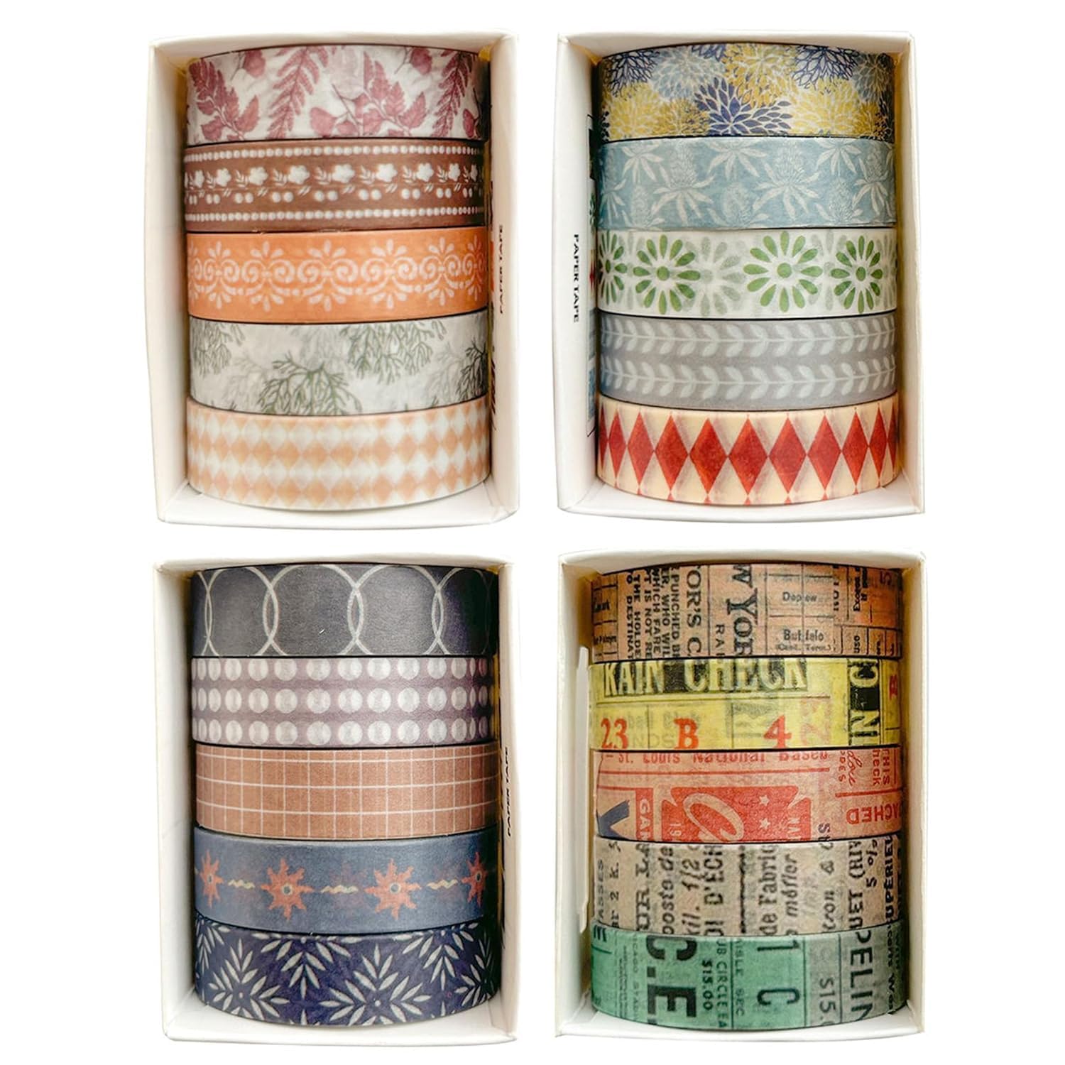Songdao 20 Rolls Thin Basic Patterns Washi Tape Set Skinny Masking Creative Decorative Tapes for Arts DIY Crafts, Journals - Image 2