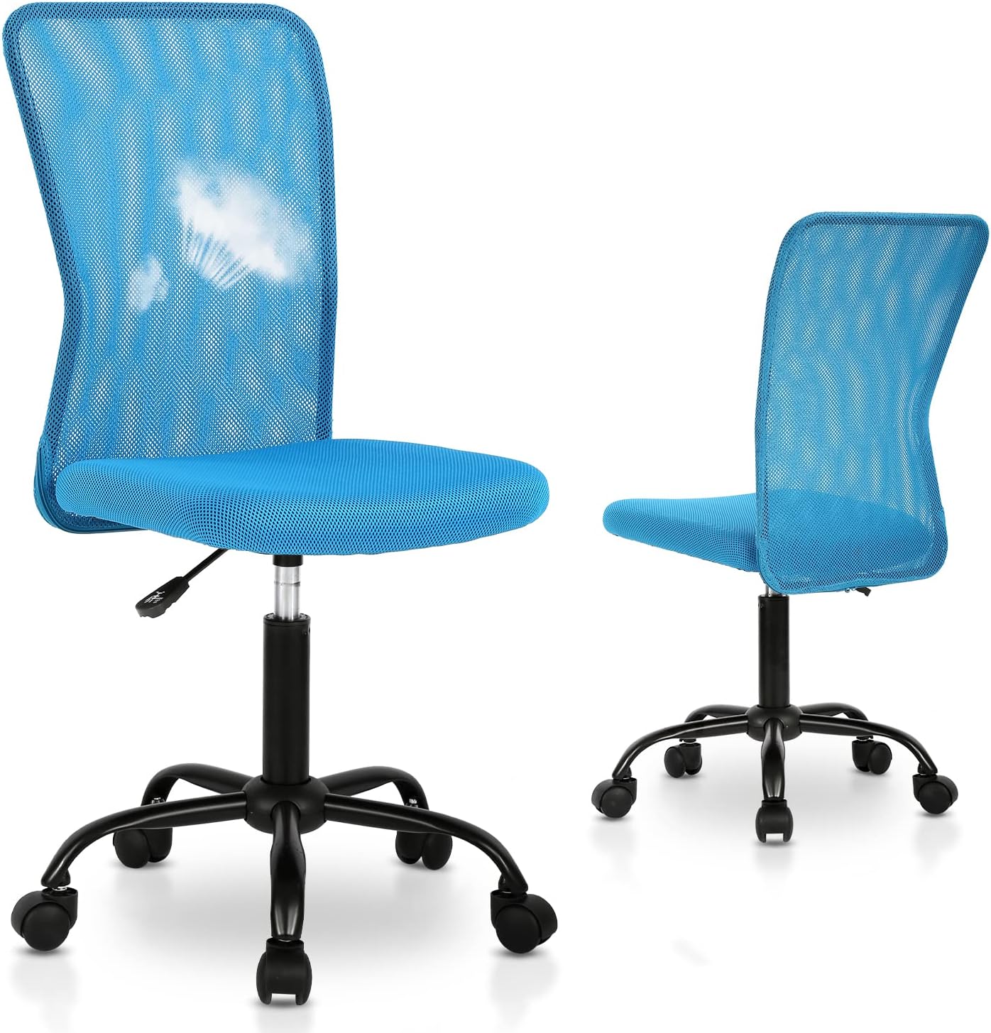 Office Chair Ergonomic Desk Chair Adjustable Height Computer Chairs with Lumbar Support Armless Mid Back Mesh Swivel Executive Chairs Modern Task for Women Men Adult,Blue