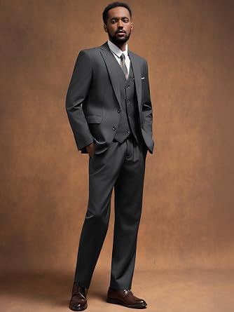MAGE MALE Mens 2 Button 3-Piece Suits Slim Fit Tuxedo Set Wedding Business