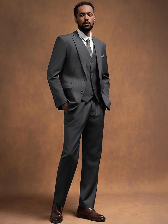 MAGE MALE Mens 2 Button 3-Piece Suits Slim Fit Tuxedo Set Wedding Business