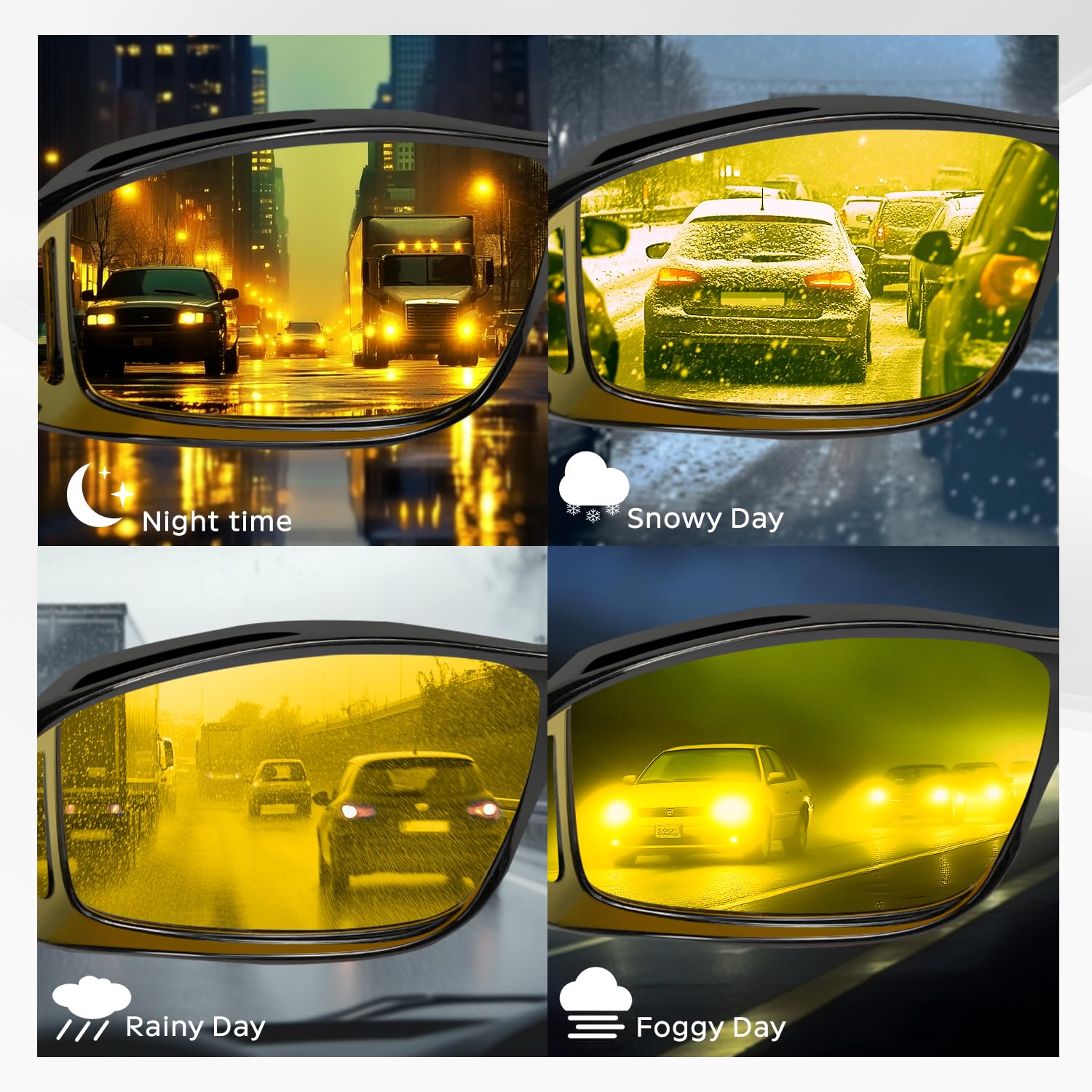 Bio-th CP-US-R3 Nachtfahrbrille für Männer und Frauen, gelbe Tönung für Nachtfahrten bei Regen, Nebel, Fahrrad und Auto