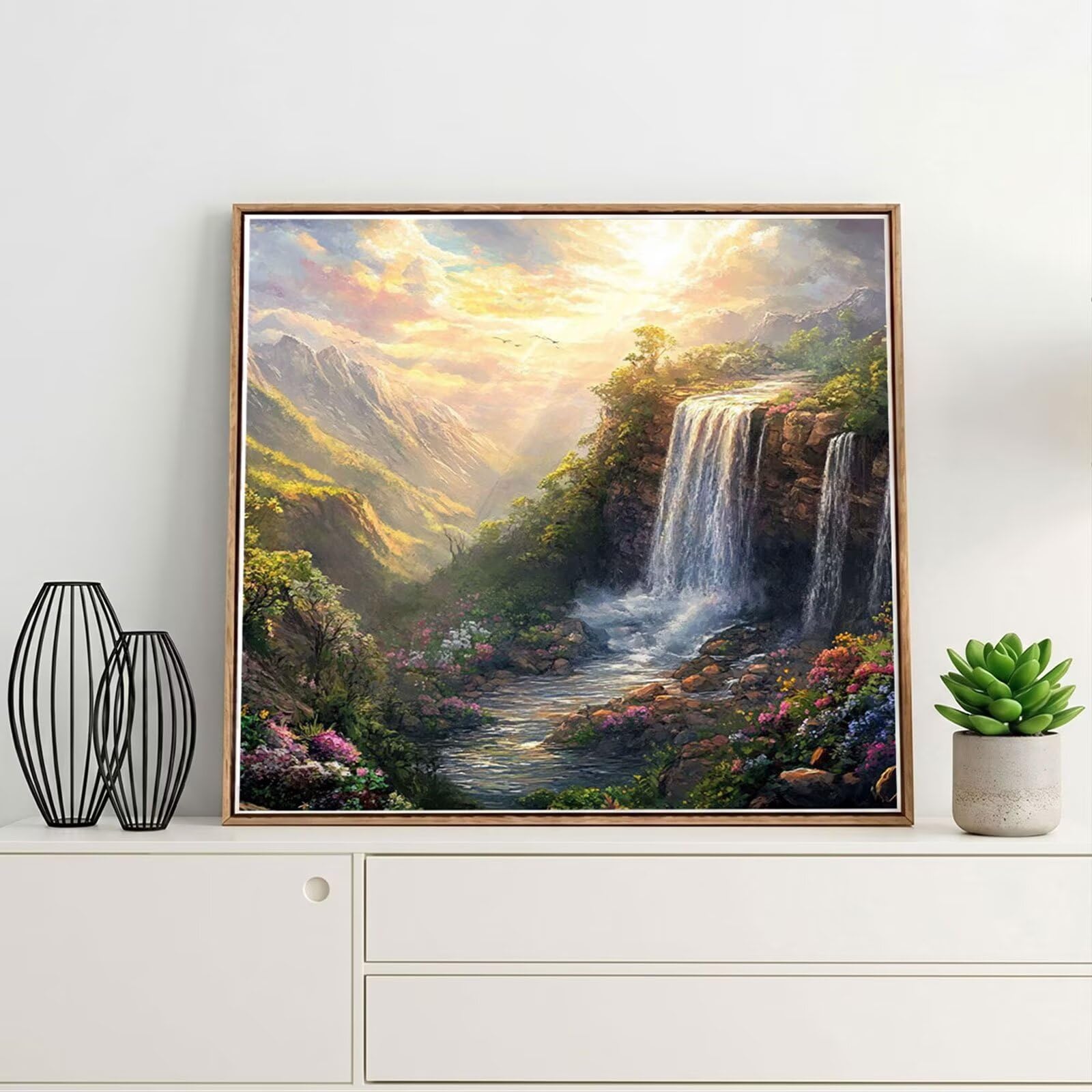 Broderie Diamant Kit Complet 5D, Coucher de soleil Diamond Painting Adulte Plein Foret, Peinture Diamant pour Enfant Débutant, Loisirs Créatifs de Détente et Décoration Maison, Automne 80x80cm FX#820