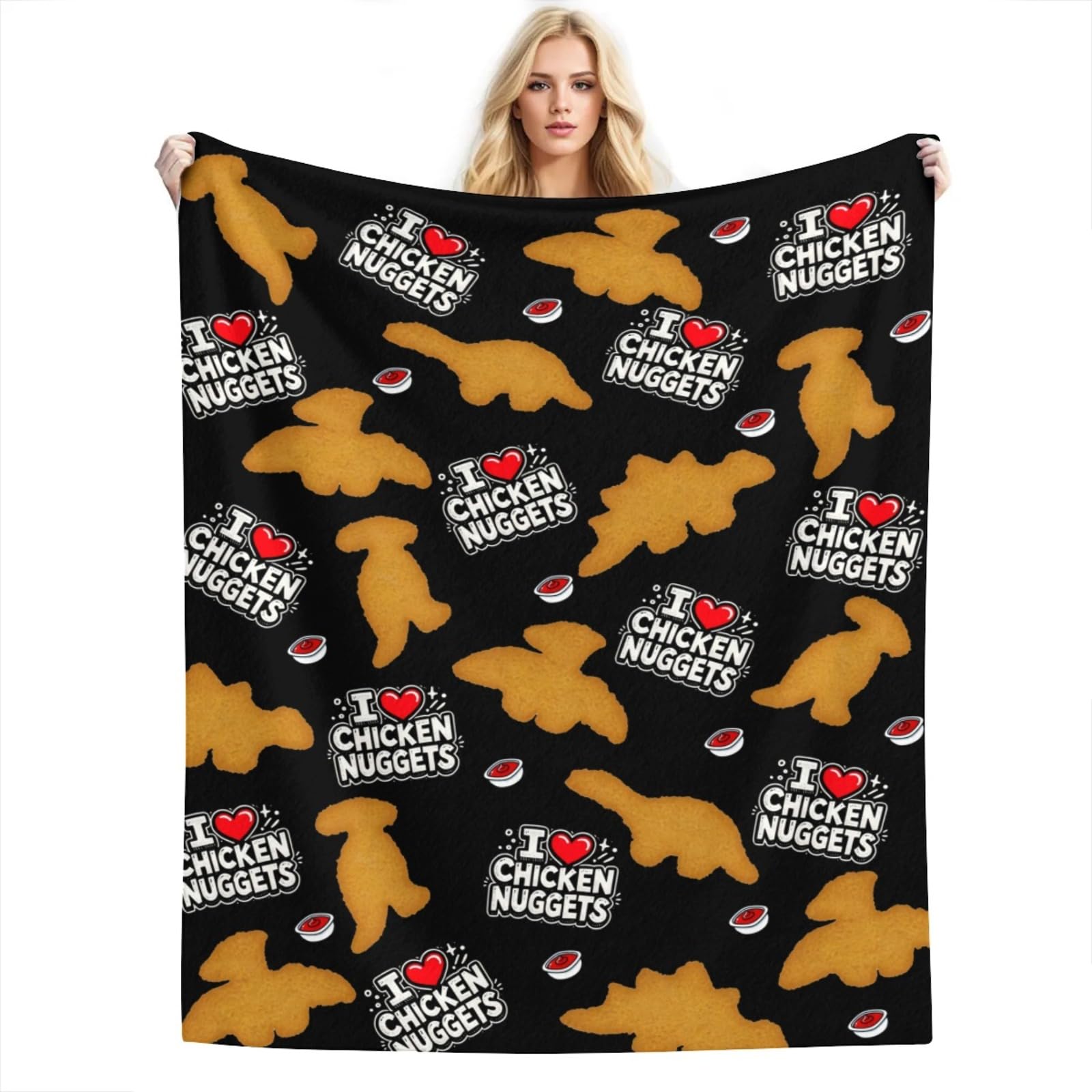 Leartoflife Chicken Nugget2 Chicken Nugget Blanket, Dino Nugget Blanket, Funny Food Blanket, Chicken Nugget Gifts, Nugget Blanket 50"X40", Chicken Nugget Lovers Gifts, Cozy Nugget Blanket For Kids And Adults