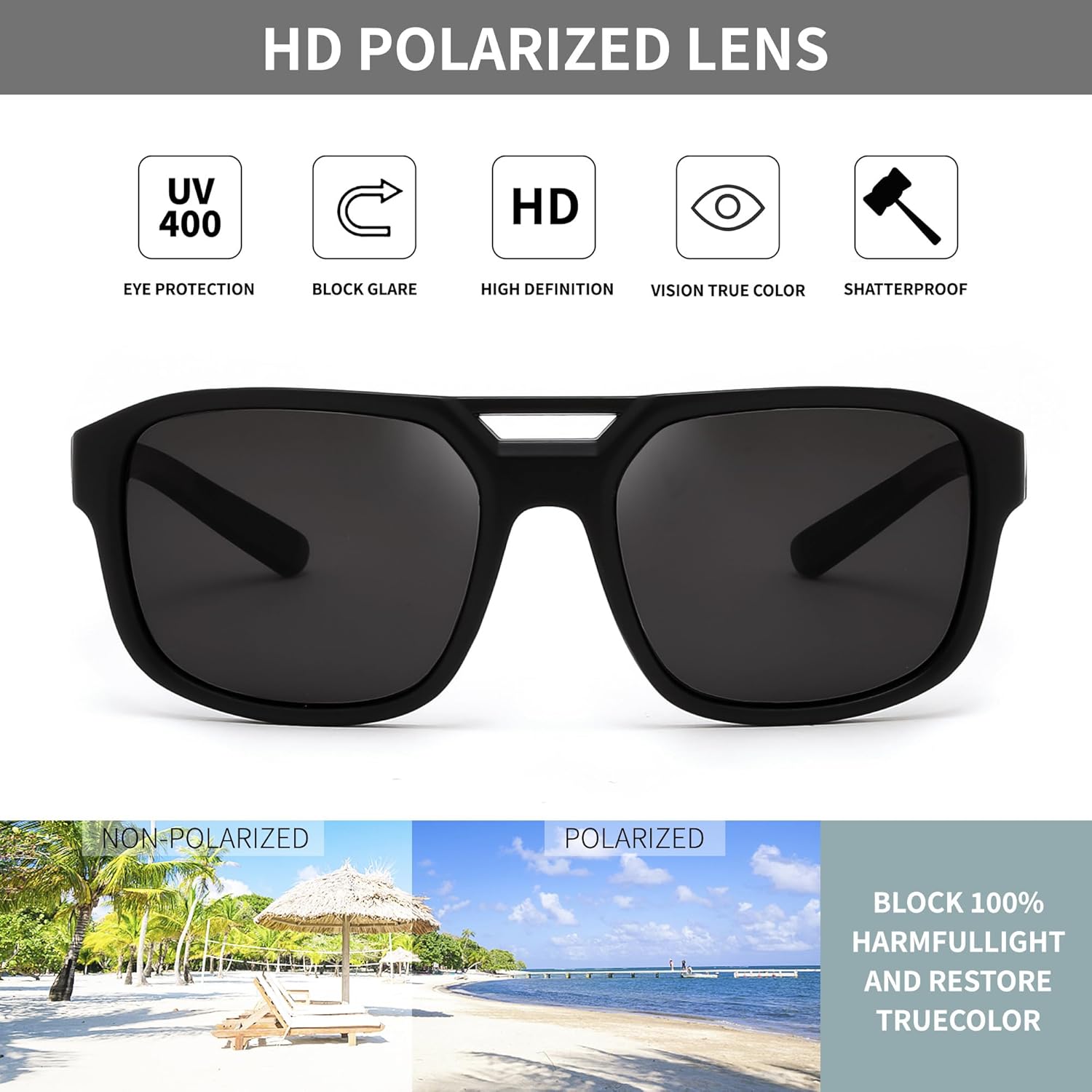 FEISEDY Polarized Sunglasses Men Women Side Shield Goggles Retro Pilot Square Steampunk Fishing Sun Glasses B0348 - Image 5