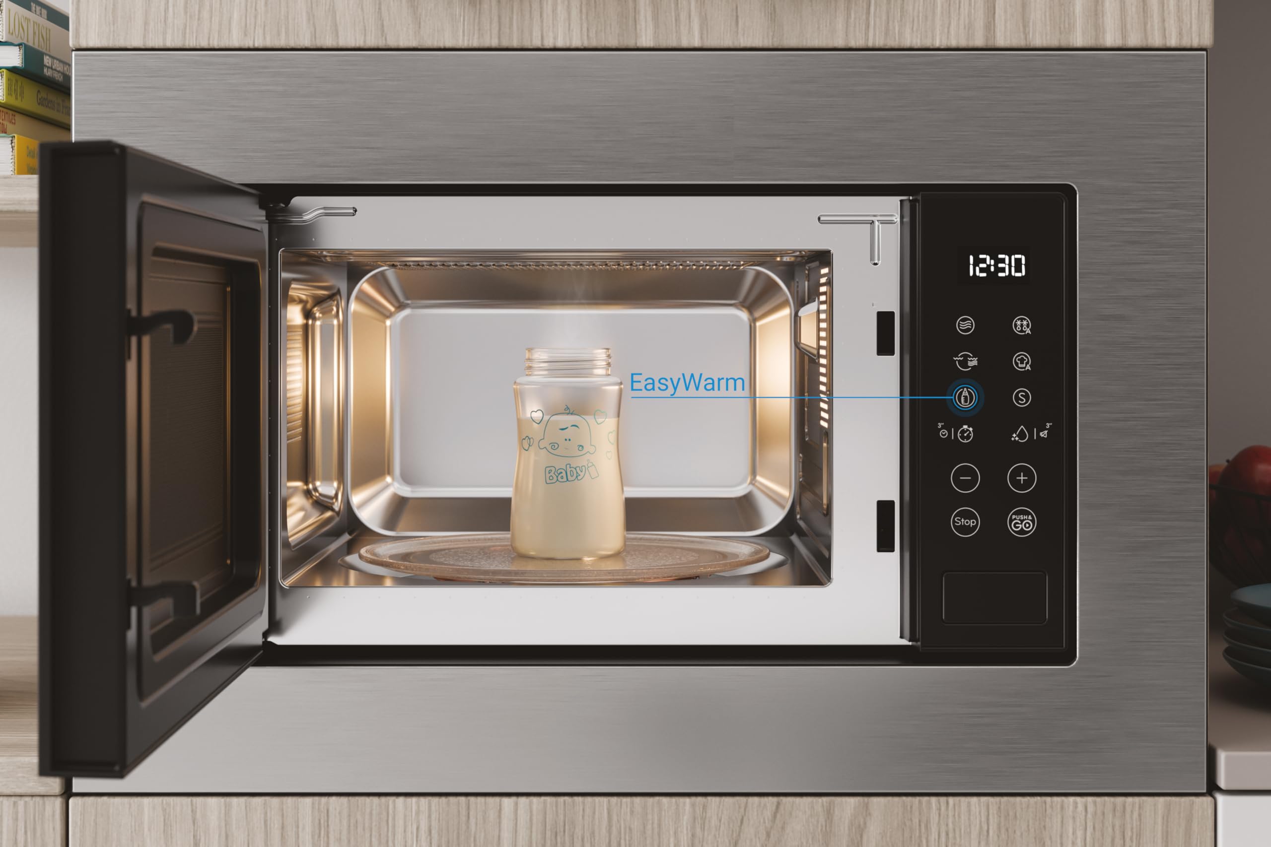 Indesit MWI 120 GX.1 - Microonde Da Incasso Con Grill Da 20L. Potenza Massima Microonde 800W, Potenza Grill 1000W. Sicurezza Bambini, Push And Go, Auto Cook, EasyCleaning 39 x 59,4 x 34,9 cm