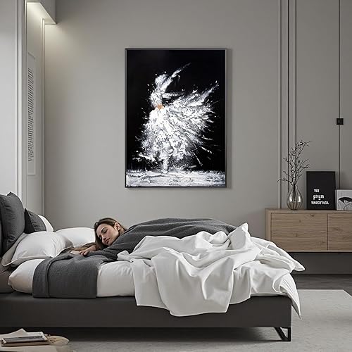 Vista 9 de ARTLAND Lienzo pintado a mano con diseño de flores de 24 x 36 pulgadas