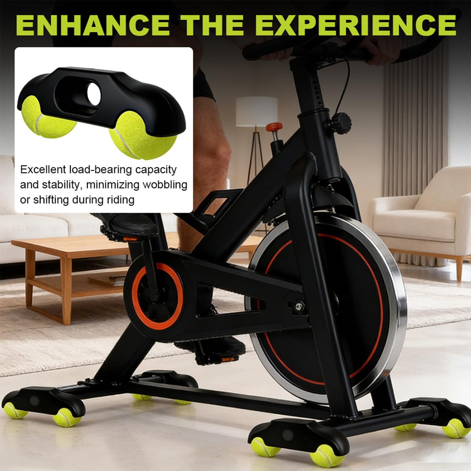4 Stück Rocker Plate Feet, Indoor Cycling Snap Rocker Feet Adapter, Wippplatten-Fahrradtrainer, Tragbarer Cycling Tennisbälle Fußadapterr, für Wahoo Kickr Core Rollentrainer, Mit 8 Tennisbällen