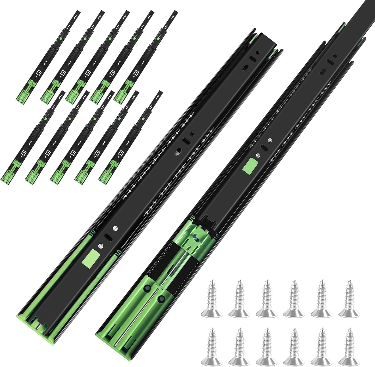 22 inch Soft Close Drawer Slides 6 Pairs Ball Bearing Full Extension Cabinet Drawer Slides 3 fold, Side Mount, 100 LB Capacity Heavy Duty Drawer Slide 22" Black Black-6 22inch(550mm)