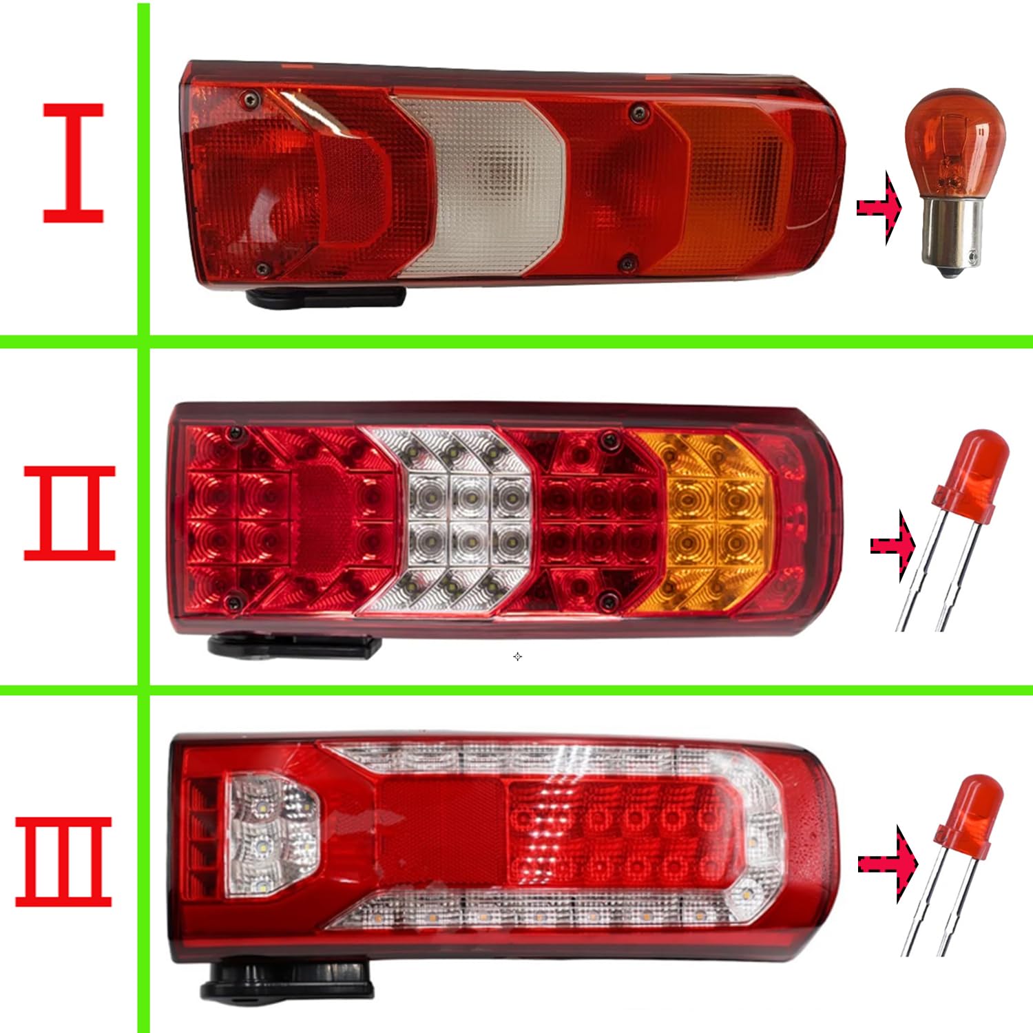 Camión Piloto Trasero para Actros MP4 MP5 24V Izquierdo/Derecho Luces Trasera Luz Faro Posterior Reemplazo, Red, con Timbre de luz de matrícula.,Left-Ⅲ